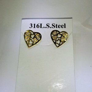 Gold  heart jewelery set